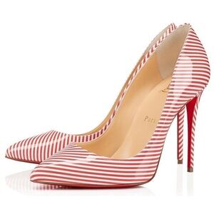 CHRISTIAN LOUBOUTIN Patent Pigalle Follies Stripes 100 Pumps